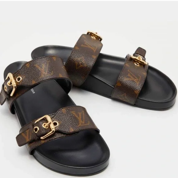 Louis Vuitton Dark Brown Monogram Slides - Picture 7 of 8